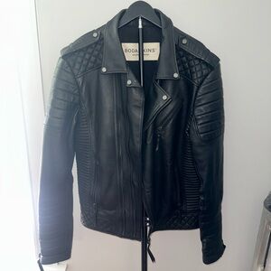 Boda Skins Men's Black Quilted Leather Biker Jacket